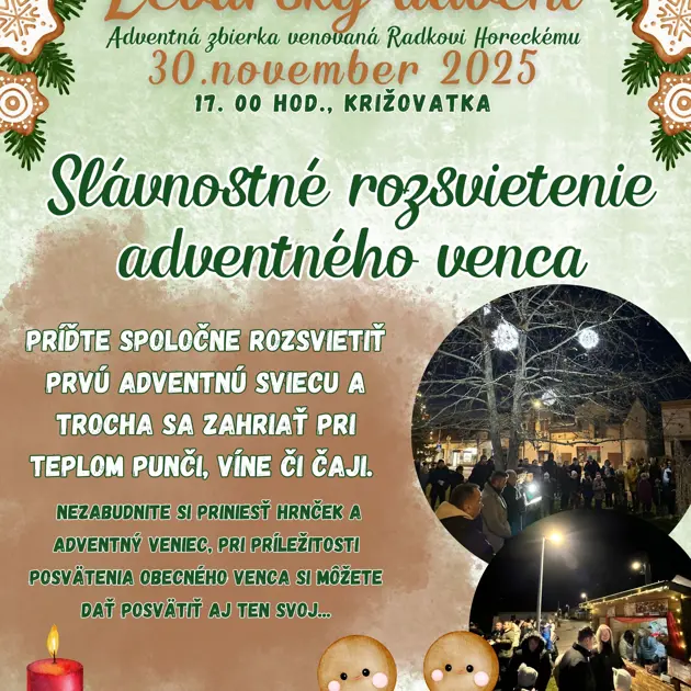 Pozývame na slávnostné rozsvietenie adventného venca