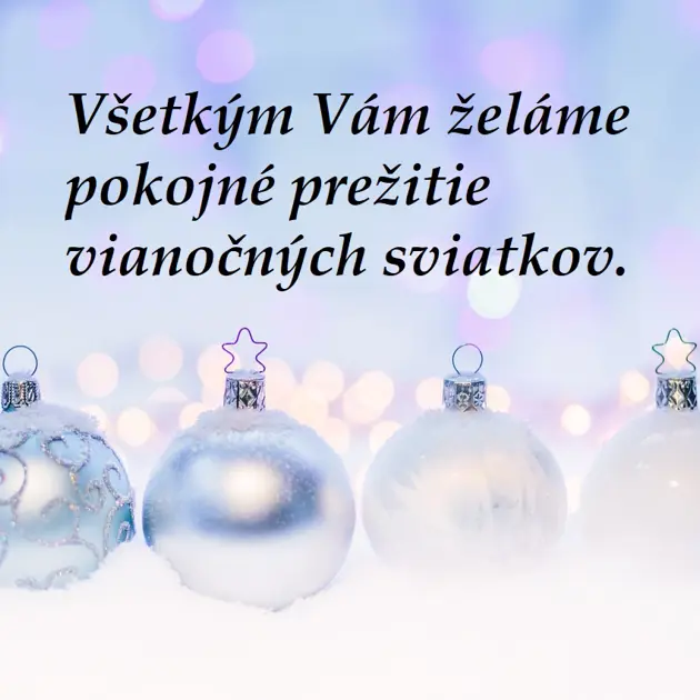 Želáme pokojné vianočné sviatky