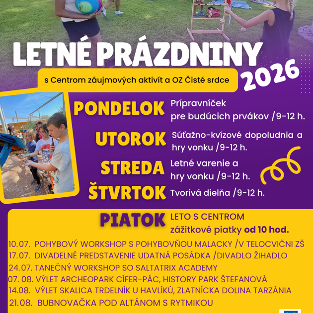 Letné prázdniny s centrom záujmových aktivít