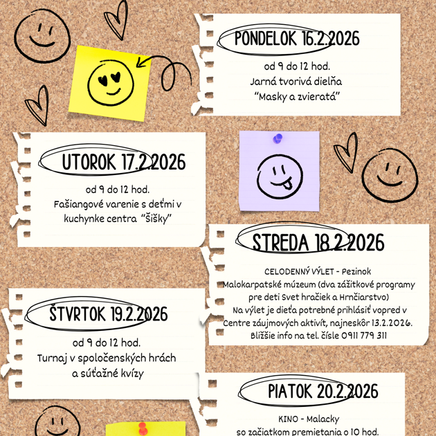 Pozývame deti na jarný prázdninový program do centra záujmových aktivít