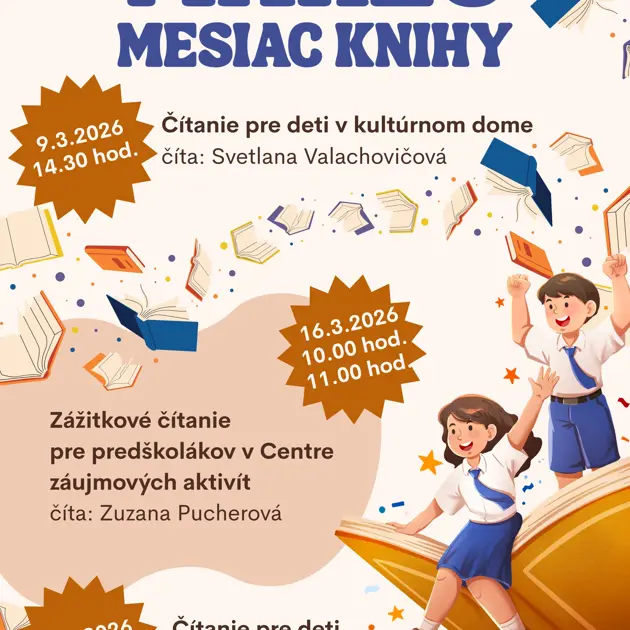 Marec mesiac knihy - zážitkové čítanie pre deti